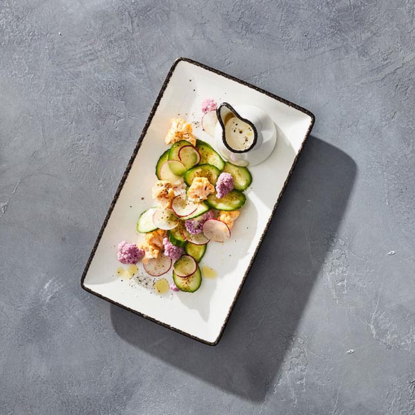 Блюдо «Чакоул Дэппл» прямоугольное;фарфор,фарфор;,L=33,B=19см;белый,черный