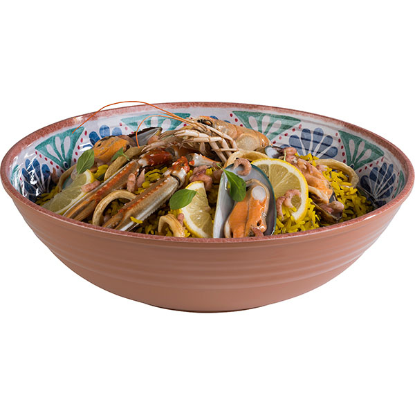 Салатник «Арабеск»;пластик;3л;D=31,H=9см;голуб.,коричнев.