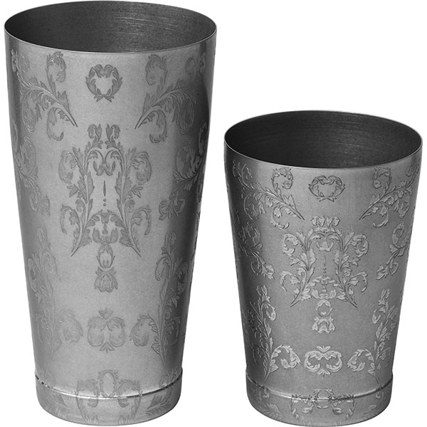 Шейкер американский «Пробар Премиум Мотиво» с орнаментом;сталь нерж.;0,84л;D=92,H=172мм;серебрист.,м