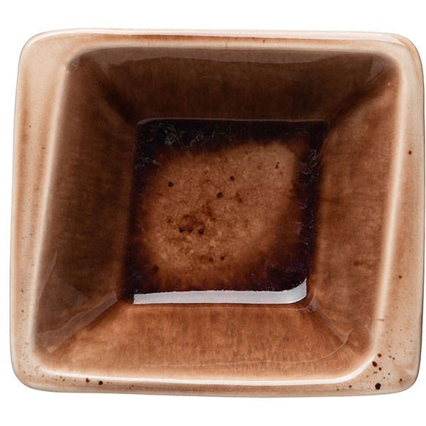 Салатник «Маррон Реативо» квадратный;фарфор;250мл;,H=45,L=130,B=130мм;коричнев.,бежев.