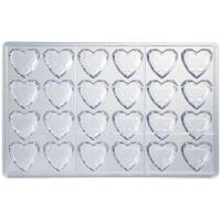 Форма для шоколада «Бриллиант сердце» на листе 275*175мм[24шт];поликарбонат;,H=15,L=33,B=33мм;прозр.
