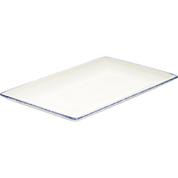 Блюдо «Блю Дэппл» прямоугольное;фарфор;,L=26,B=16,8см;белый,синий