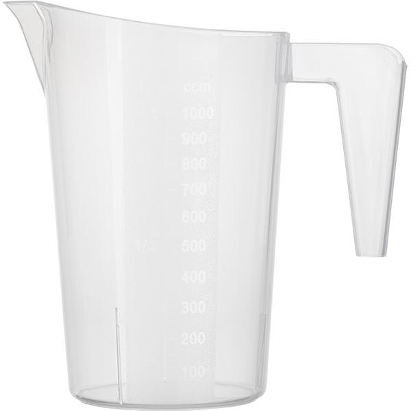Стакан мерный с ручкой;пластик;1л;,H=18,8,L=18,B=11,6см;белый