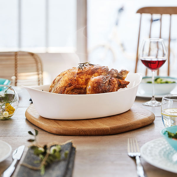 Блюдо «Смарт Кюзин» овальное;стекло;,L=38,B=23см;белый