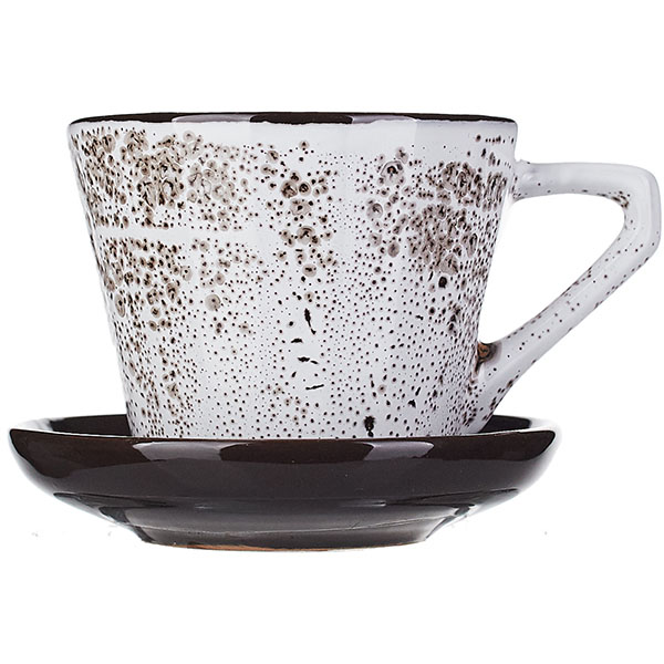 Чайная пара «Тирамису»;керамика;200мл;D=9см;белый,коричнев.