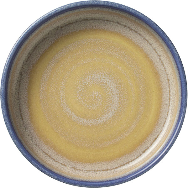 Тарелка «Аврора Революшн Блустоун» с бортом;фарфор;1,065л;D=165,H=45мм;бежев.,синий