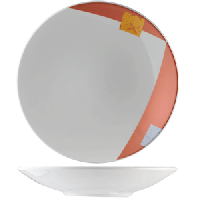 Салатник «Зен»;фарфор;1,4л;D=300,H=45мм;белый,оранжев.