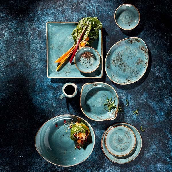 Тарелка «Крафт Блю» мелкая;фарфор;D=255,H=20,L=255,B=205мм;синий