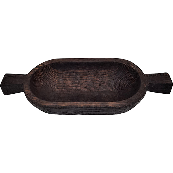 Плошка малая с ручками темный;дуб;,H=7,L=27,B=15см