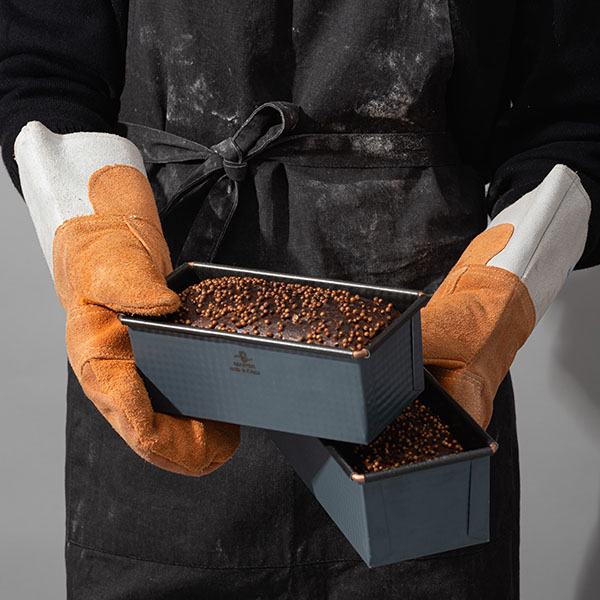 Рукавицы д/кондитера,укороченные (пара);кожа;,L=27,5,B=14,5см;серый,оранжев.