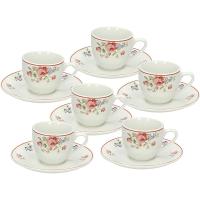 Набор посуды «Поэма Камарг» кофейная пара (чашка + блюдце)[6шт];фарфор;100мл;D=6/12,H=5см;белый,розо