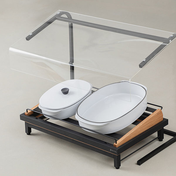 Блюдо для подачи «Карактэр» с крышкой с ручками;керамика;0,55л;,H=68,L=190,B=130мм;белый,черный