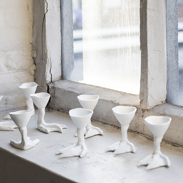 Подставка для яйца «Утиная нога»;кост.фарф.;D=5,H=9см;белый