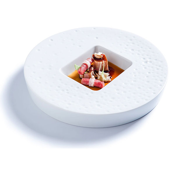 Тарелка глубокая «Минерал» с квадратной выемкой;фарфор;D=23,7см;белый