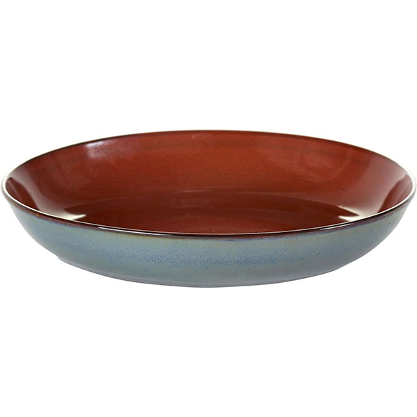 Блюдо глубокое;керамика;D=235,H=45мм;коричнев.,голуб.