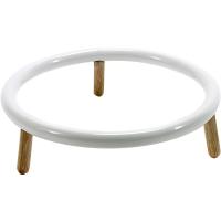 Подставка д/салатника, блюда;металл,дуб;D=27,H=7см;белый