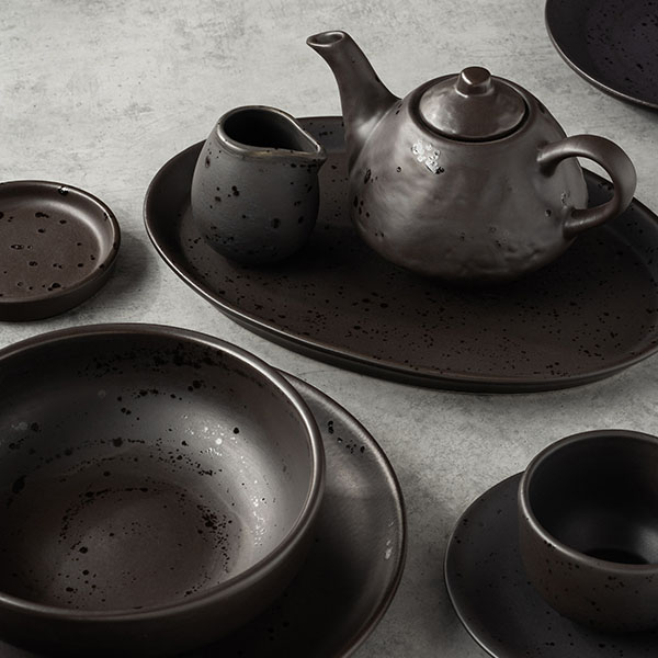 Тарелка «Оникс» овальная;керамика;,H=20,L=315,B=220мм;черный