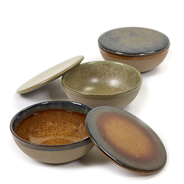 Салатник «Серфис» с крышкой;керамика;D=13,H=5см;коричнев.