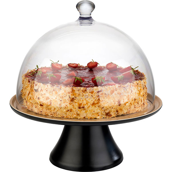 Блюдо для подачи «Фрида»;пластик;D=315,H=15мм;коричнев.,черный