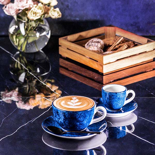 Блюдце «Аида» с декором;фарфор;D=14,5см;синий