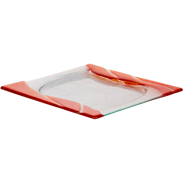 Тарелка «Стрим»;стекло;,H=22,L=250,B=250мм;прозр.,оранжев.