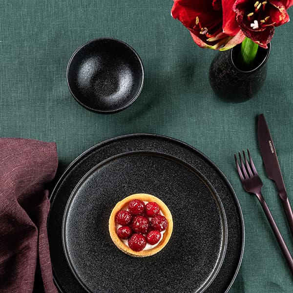 Тарелка «Кунстверк Блэк» с бортом;фарфор;D=15,H=2см;черный