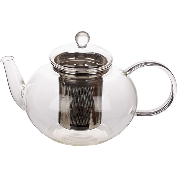 Чайник заварочный «Мико» стальной фильтр;стекло,сталь нерж.;1,2л;,H=15,2,L=24,B=15см;прозр.,серебрян