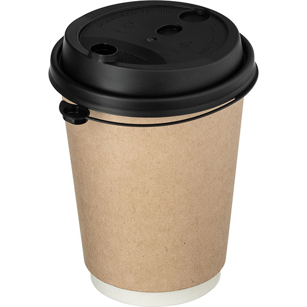 Крышка для стакана одноразовая с питейником[50шт];пластик;D=9,H=2см;черный,матовый