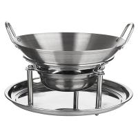 Сковорода «Садж Вок» без крышки с ручками и подставкой;сталь нерж.;D=260,H=57,L=280мм;металлич.