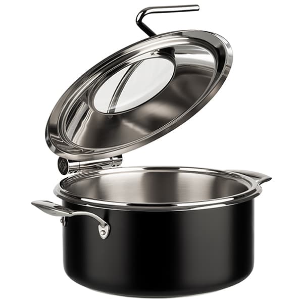 Мармит-кастрюля;сталь нерж.,стекло;4л;D=30,5,H=17,5см;черный