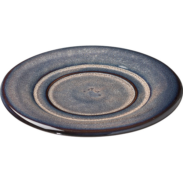 Блюдце «Пати»;фарфор;D=98мм;серый,синий