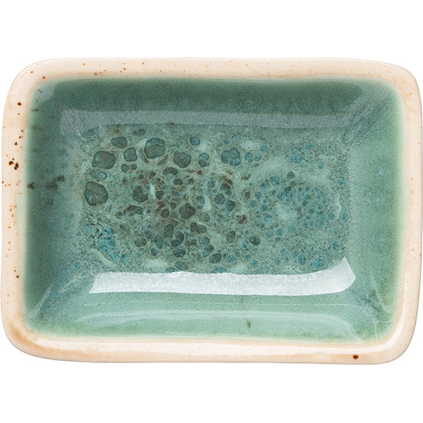 Соусник «Эрбосо Реативо»;фарфор;50мл;,H=25,L=95,B=70мм;бирюз.,бежев.