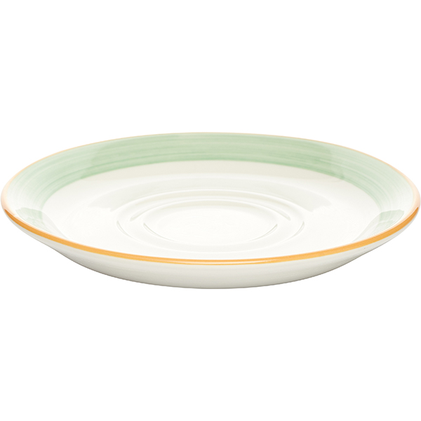 Блюдце «Рио Грин»;фарфор;D=165,H=18мм;белый,зелен.