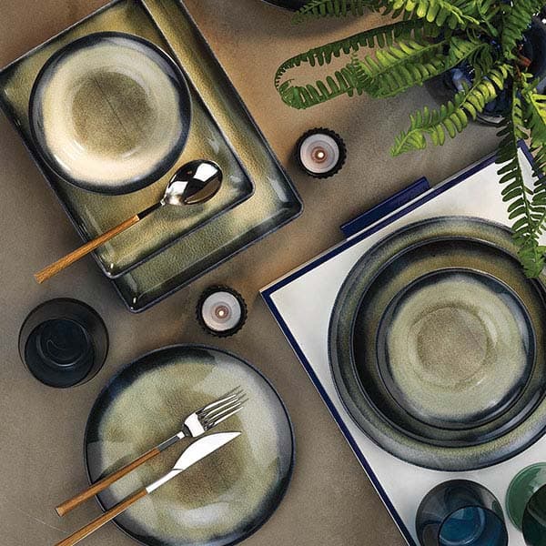 Тарелка глубокая «Нанокрем Дарк Блю»;фарфор;D=25,H=5см;тем.син.,зелен.