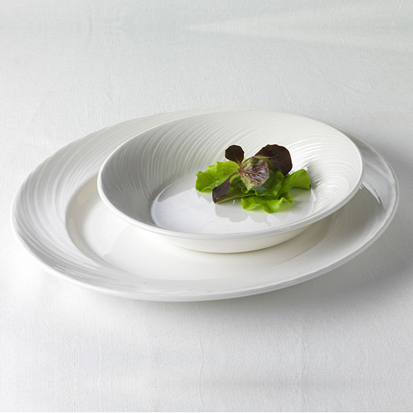 Блюдо «Спайро» овальное;фарфор;,H=16,L=280,B=220мм;белый