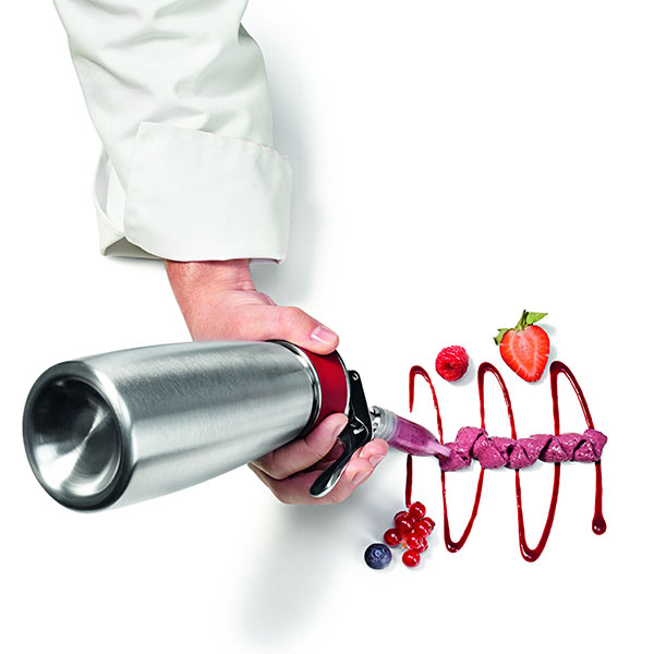 Сифон для сливок «Гурме»;сталь нерж.,пластик;0,5л;D=73,H=250,B=105мм;металлич.