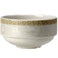 Чашка бульонная «Антуанетт»;фарфор;300мл;D=10,H=4см;белый,олив.