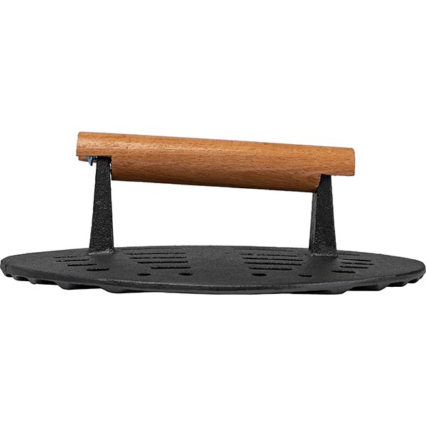 Пресс для гриля «Эмбер Каст Мэтт»;чугун,дерево;D=23см;черный,древесн.