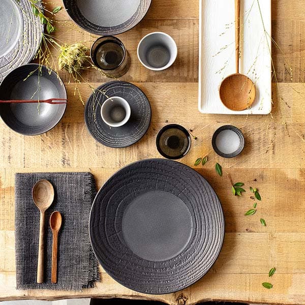 Блюдце «Арборесценс» для стакана 80 мл;керамика;D=14см;черный,серый