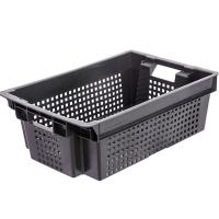 Ящик для продуктов перфорированный с ручками (от 0 до +50°C);полиэтилен;37л;,H=20,L=60,B=40см;черный
