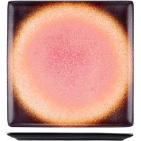 Тарелка «Агат» квадратная;фарфор;,L=26,B=26см;красный