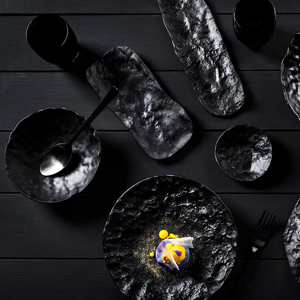 Салатник «Кратер»;стекло;250мл;D=17см;черный