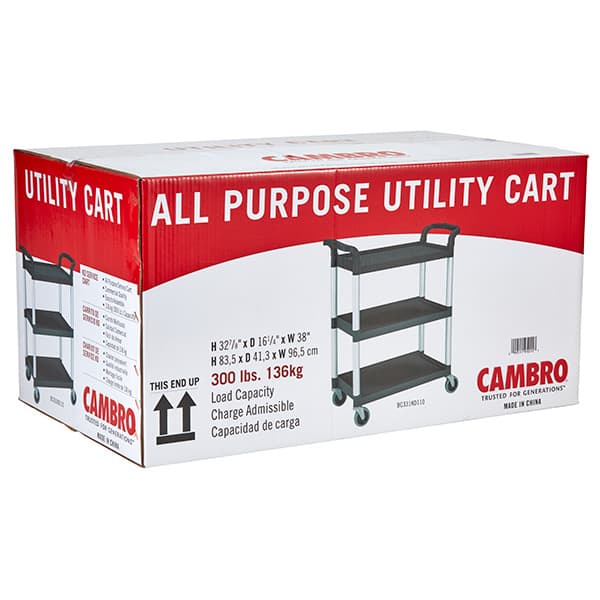 Тележка хозяйственная, 3 яруса;пластик,алюмин.;,H=96,5,L=83,5,B=41см;черный