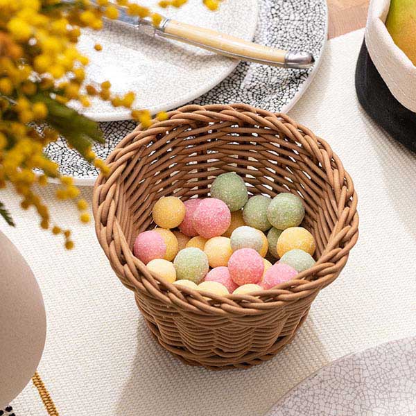 Корзина плетеная для хлеба;полипроп.;D=13,H=10см;св.бежев.