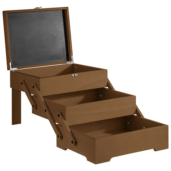 Подставка фуршетная «Севинг Баскет» GN 1/2 раздвижная с крышкой (3 яруса);дуб;,H=53,5,L=70,5,B=37см;