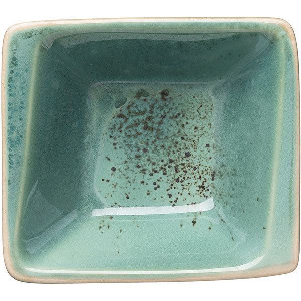 Салатник «Эрбосо Реативо» квадратный;фарфор;250мл;,H=45,L=130,B=130мм;бирюз.,бежев.