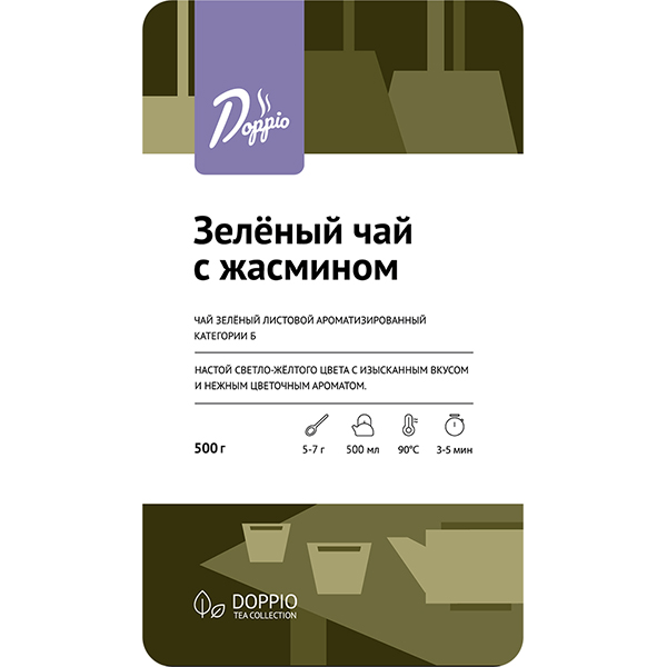 Чай зеленый с жасмином Doppio зеленый с жасмином листовой;500г