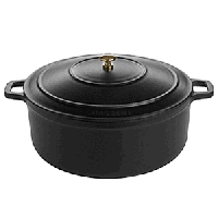 Кастрюля для запекания с крышкой;чугун;3,8л;D=24,H=17,L=34см;черный