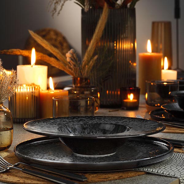 Тарелка «Нанокрем Блэк» с бортом;фарфор;D=240,H=18мм;черный