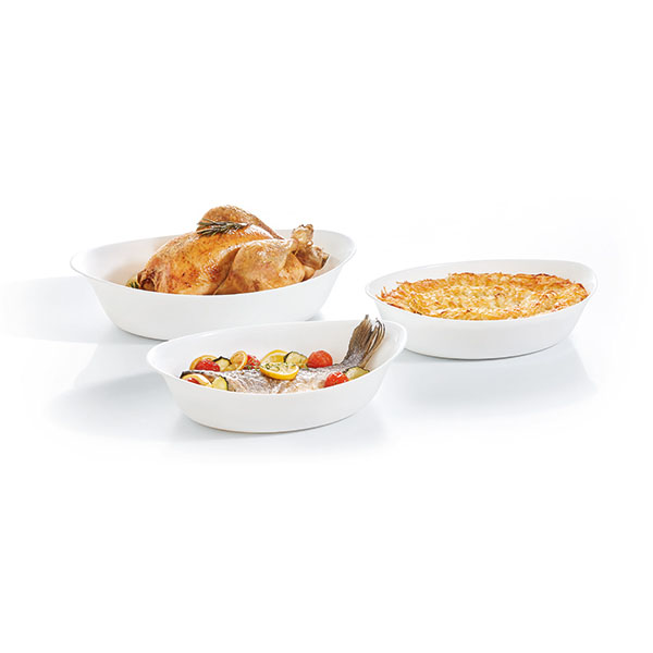 Блюдо «Смарт Кюзин» овальное;стекло;,L=38,B=23см;белый